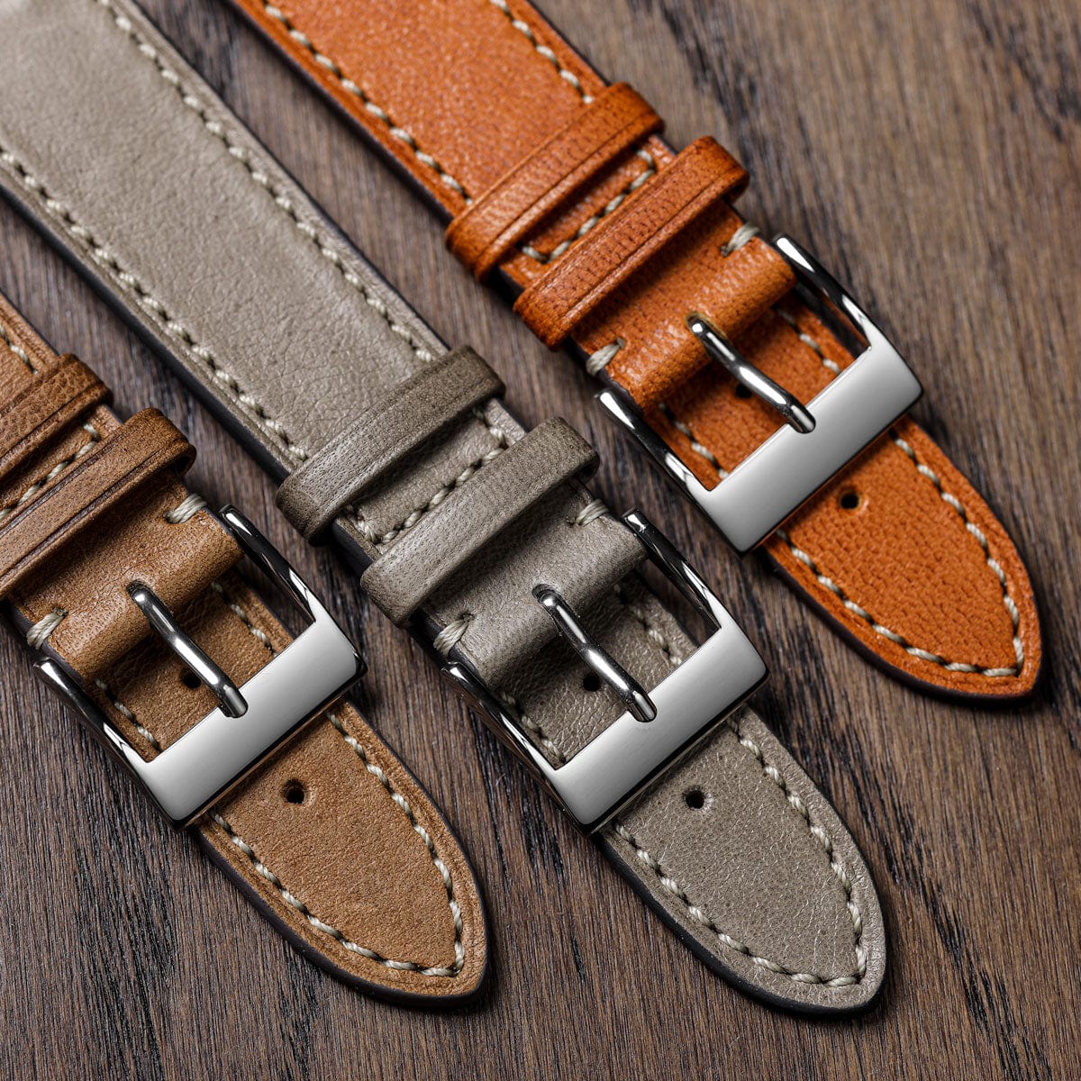 Courroie de Montre en Cuir de Cheval Cognac Leuven Cavallo Plate, Fait Main