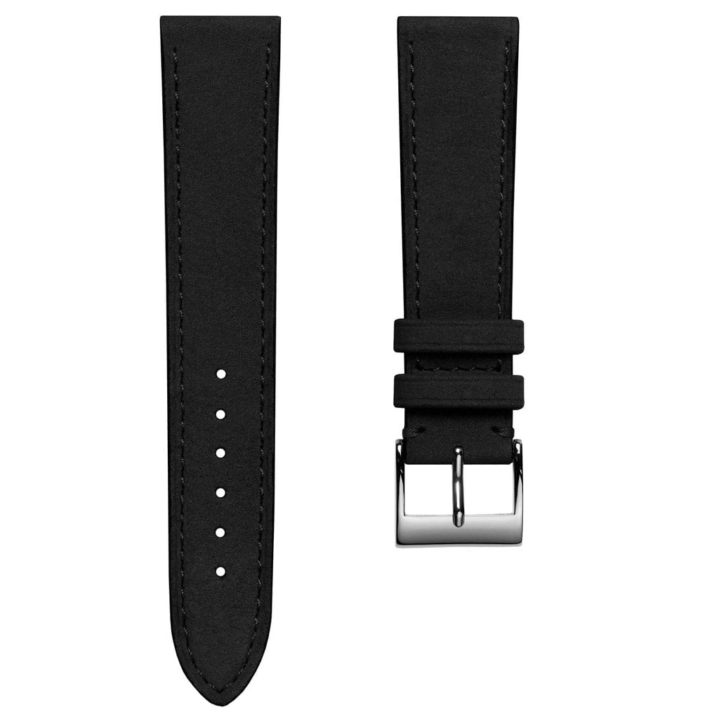 Foulard à semelle plate en nubuck et cuir fait main - Bracelet de montre noir