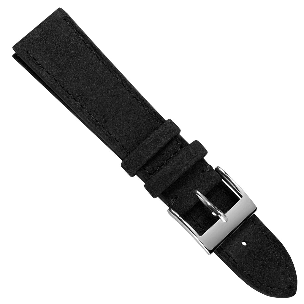 Foulard à semelle plate en nubuck et cuir fait main - Bracelet de montre noir