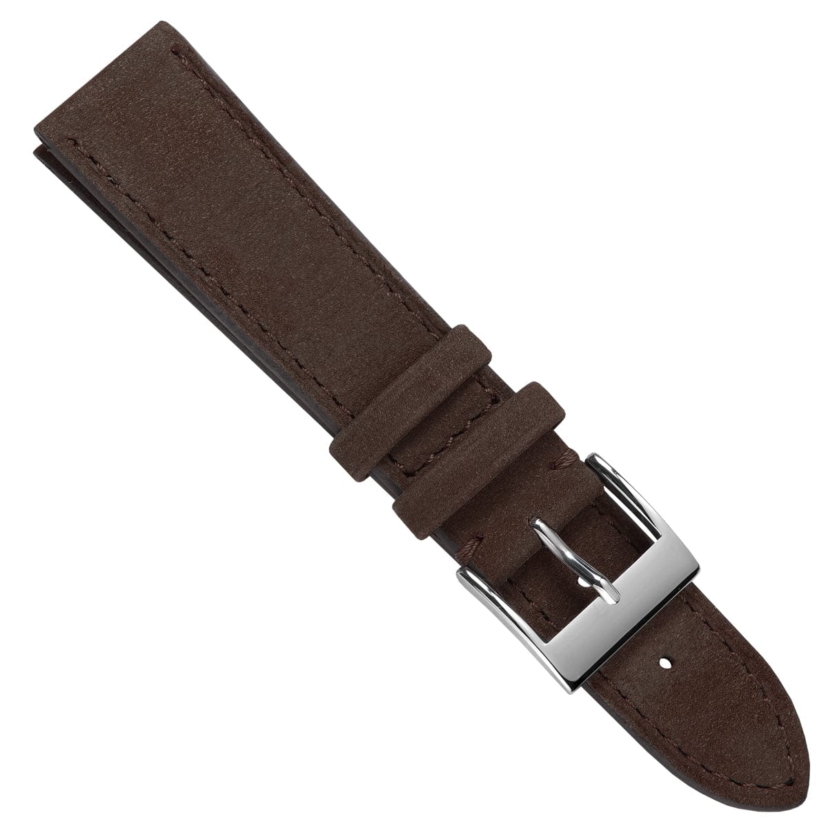 Bracelet de Montre en Cuir Nubuck Plat Mozet Fait Main - Marron Chocolat