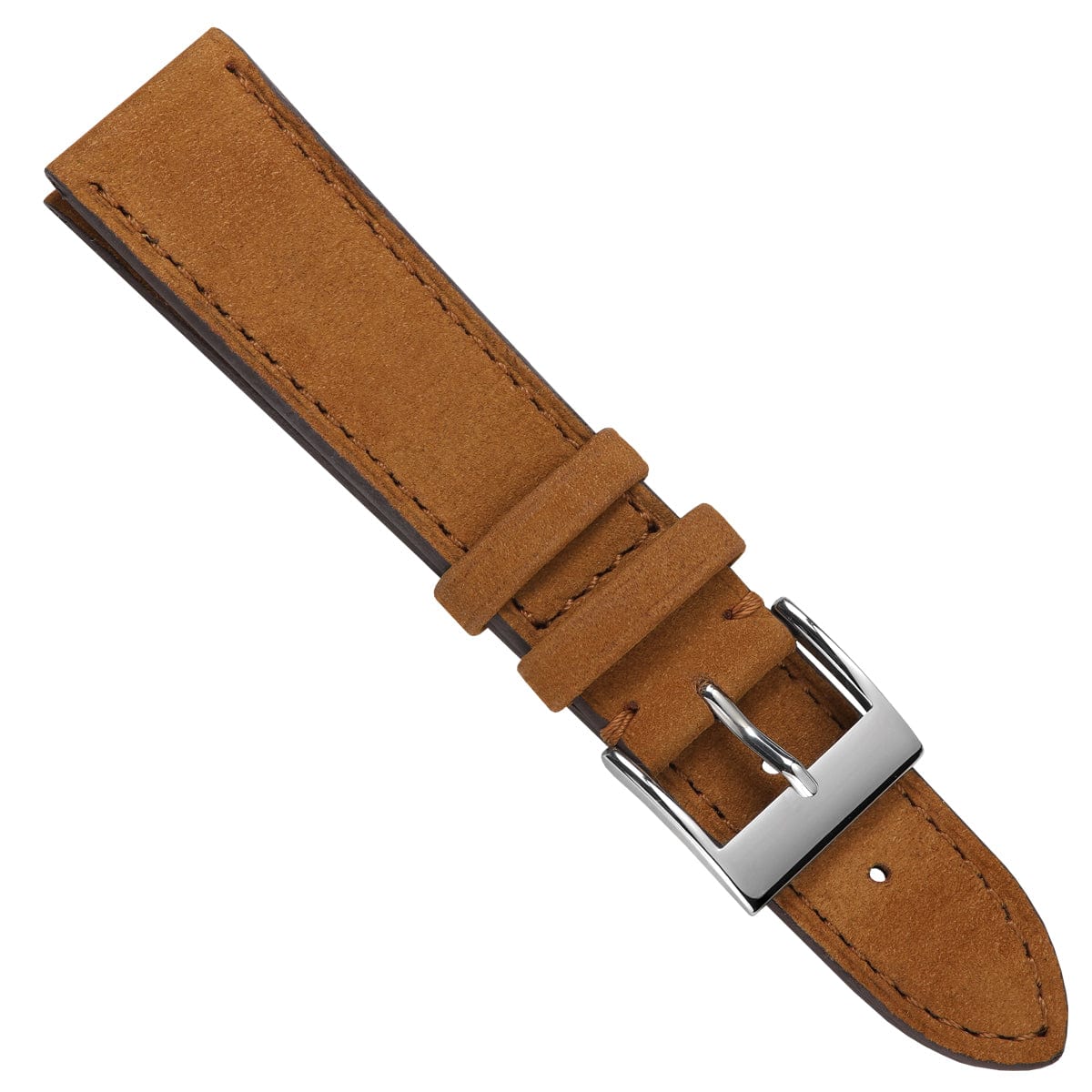 Janse Mooie Flat Nubuck Handgemaakte Lederen Horlogeband - Karamel
