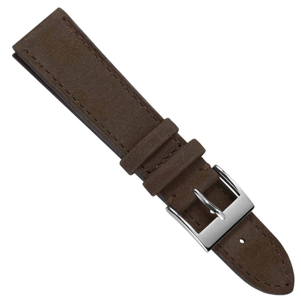 Bracelet de montre en cuir nubuck plat Mozet fait main - Taupe élégante