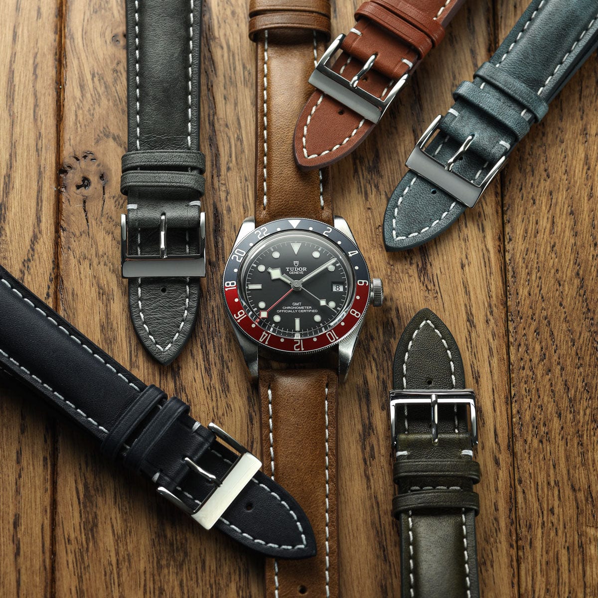 Ostend Thick Padded Leather Watch Strap - Cavallo Brown