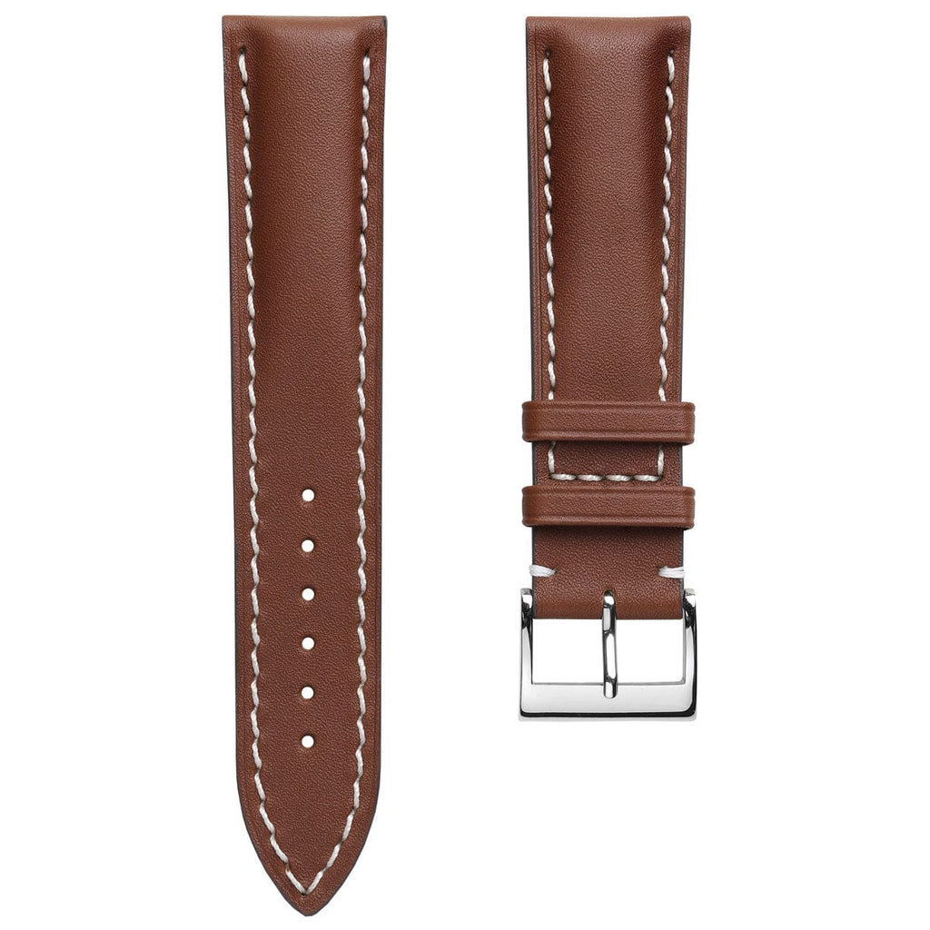 Bracelet de Montre en Cuir Garnissé Epais Ostende - Baranil Cognac