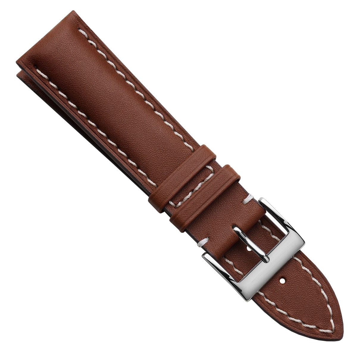 Bracelet de Montre en Cuir Garnissé Epais Ostende - Baranil Cognac