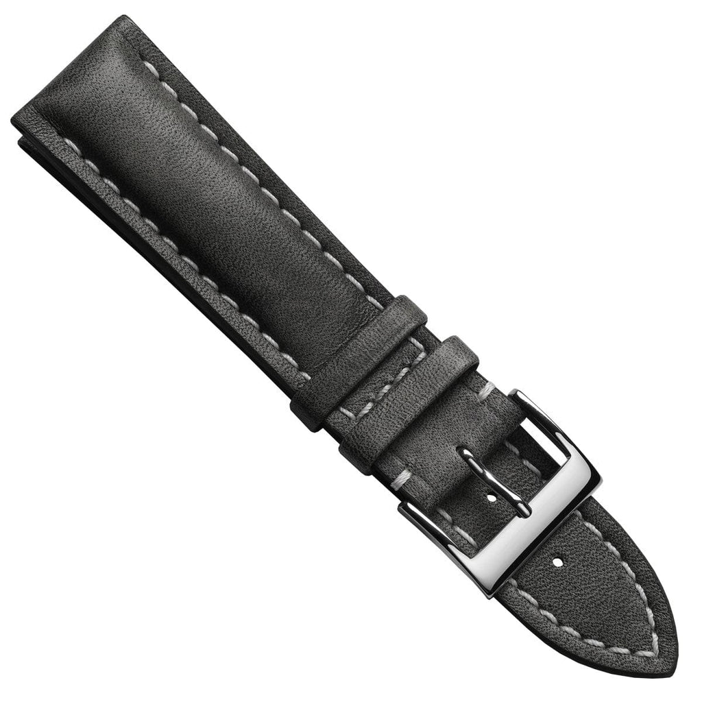 Ostend Thick Padded Leather Watch Strap - Patina Grey