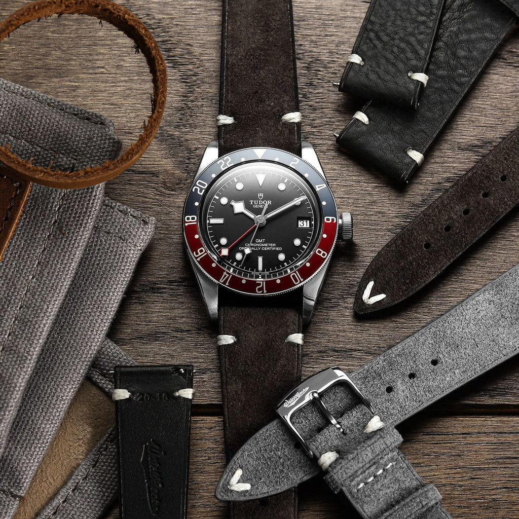 Overton Conceria Opera Suede V-Stitch Watch Strap - Forest Green