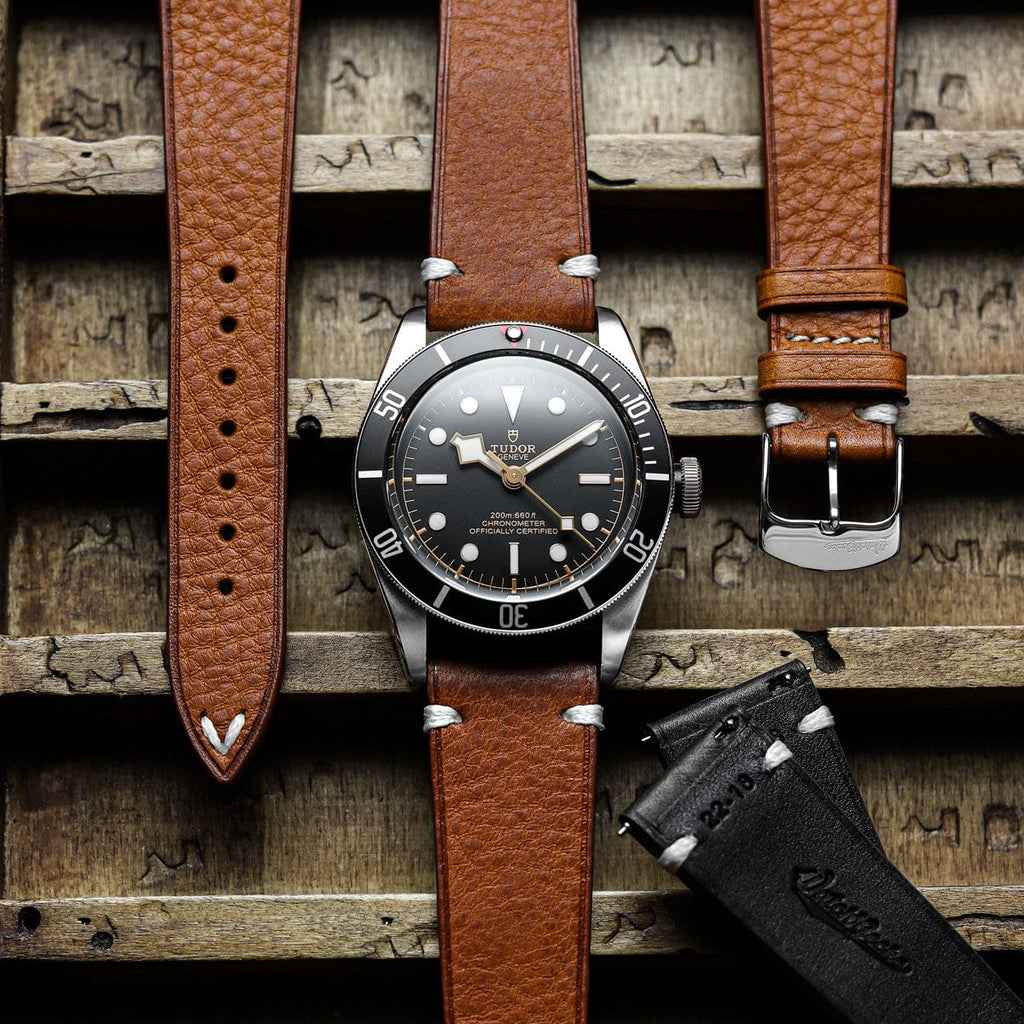 Overton Conceria Opera Suede V-Stitch Watch Strap - Midnight Blue