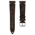Overton Conceria Opera Suede V-Stitch Watch Strap - Dark Brown