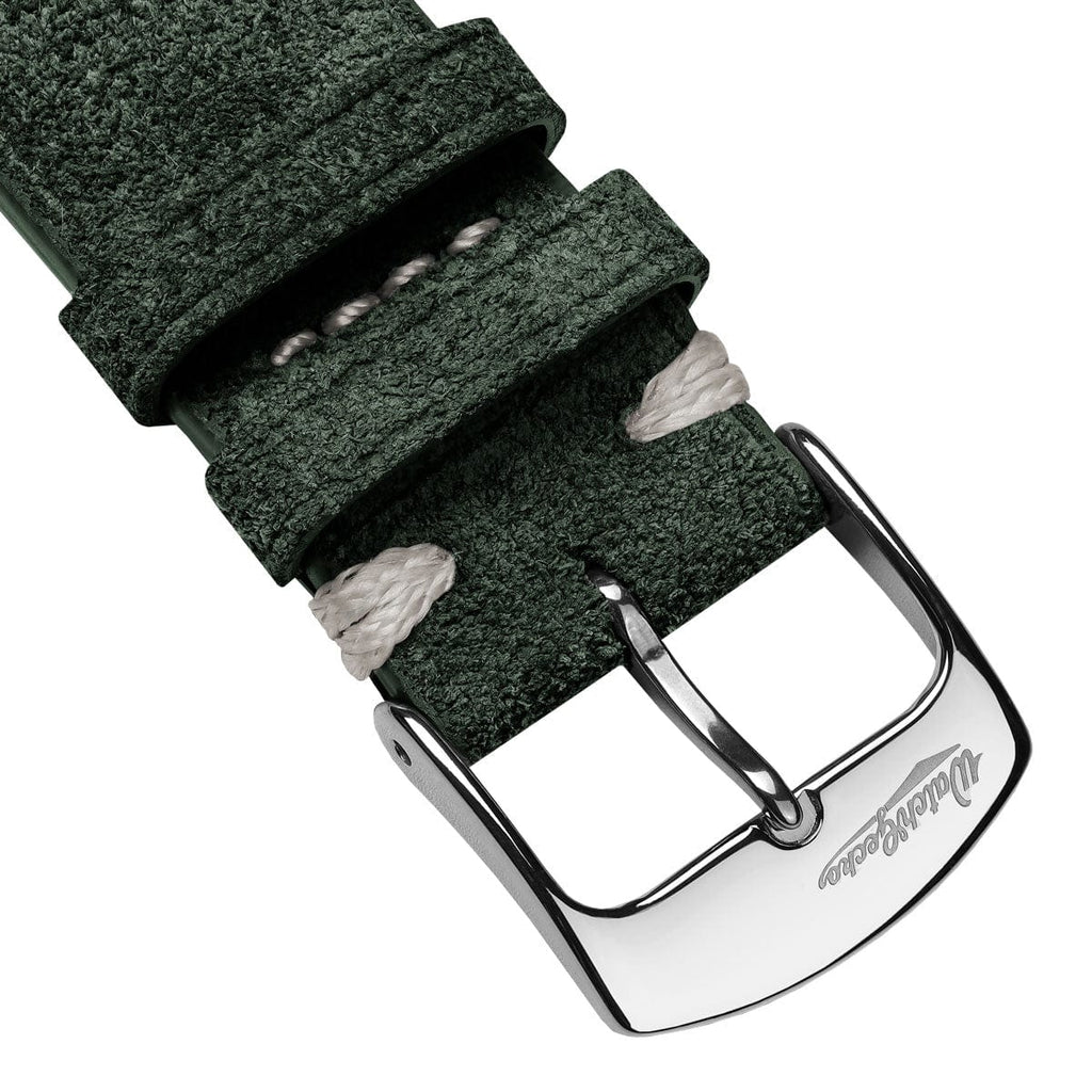 Overton Conceria Opera Suede V-Stitch Watch Strap - Forest Green