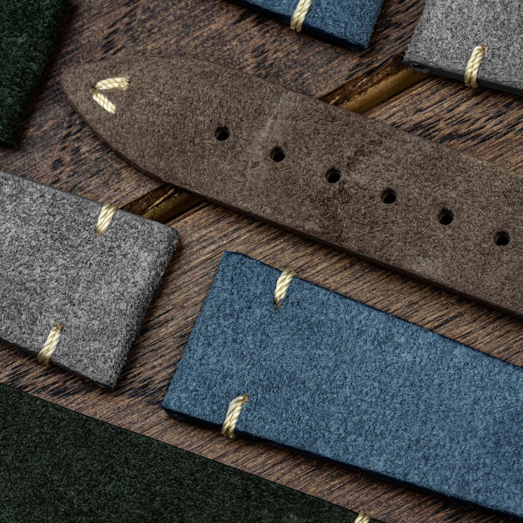 Stanway Vintage V-Stitch Conceria Opera Suede Dress Watch Strap - Brown