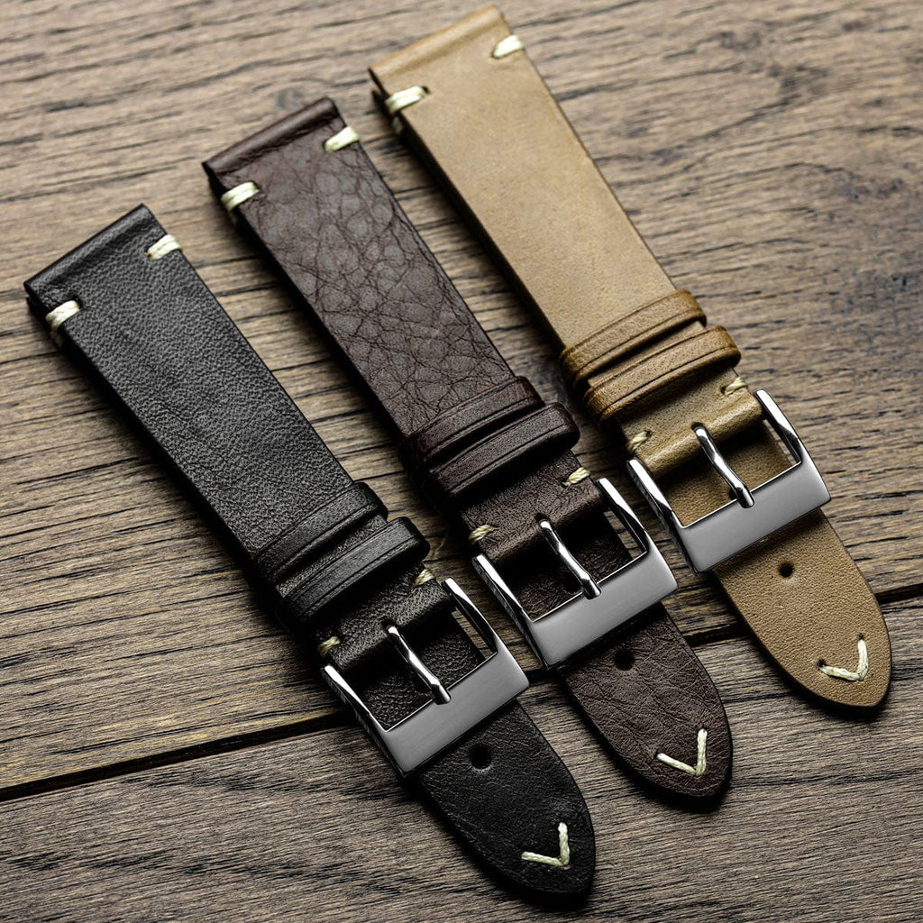 Vintage Cavallo Horse Leather Watch Strap - Black