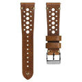 Simple Handmade Italian Leather Perforated Watch Strap - Light Brown