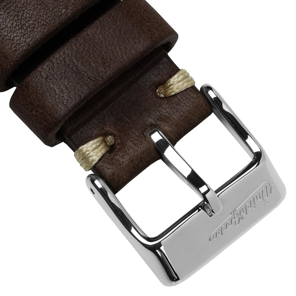 Simple Handmade Italian Leather Perforated Watch Strap - Chocolate Brown