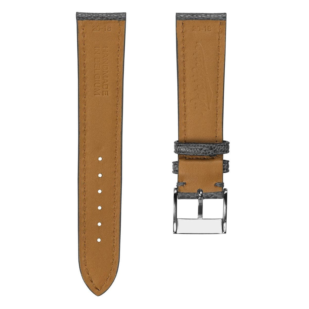 Bracelet de Montre en Cuir Artisanal pour Jambe d'Ostrich à la Main - Gris Mat