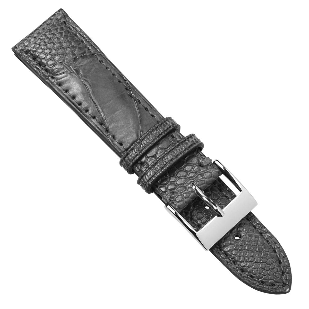 Bracelet de Montre en Cuir Artisanal pour Jambe d'Ostrich à la Main - Gris Mat