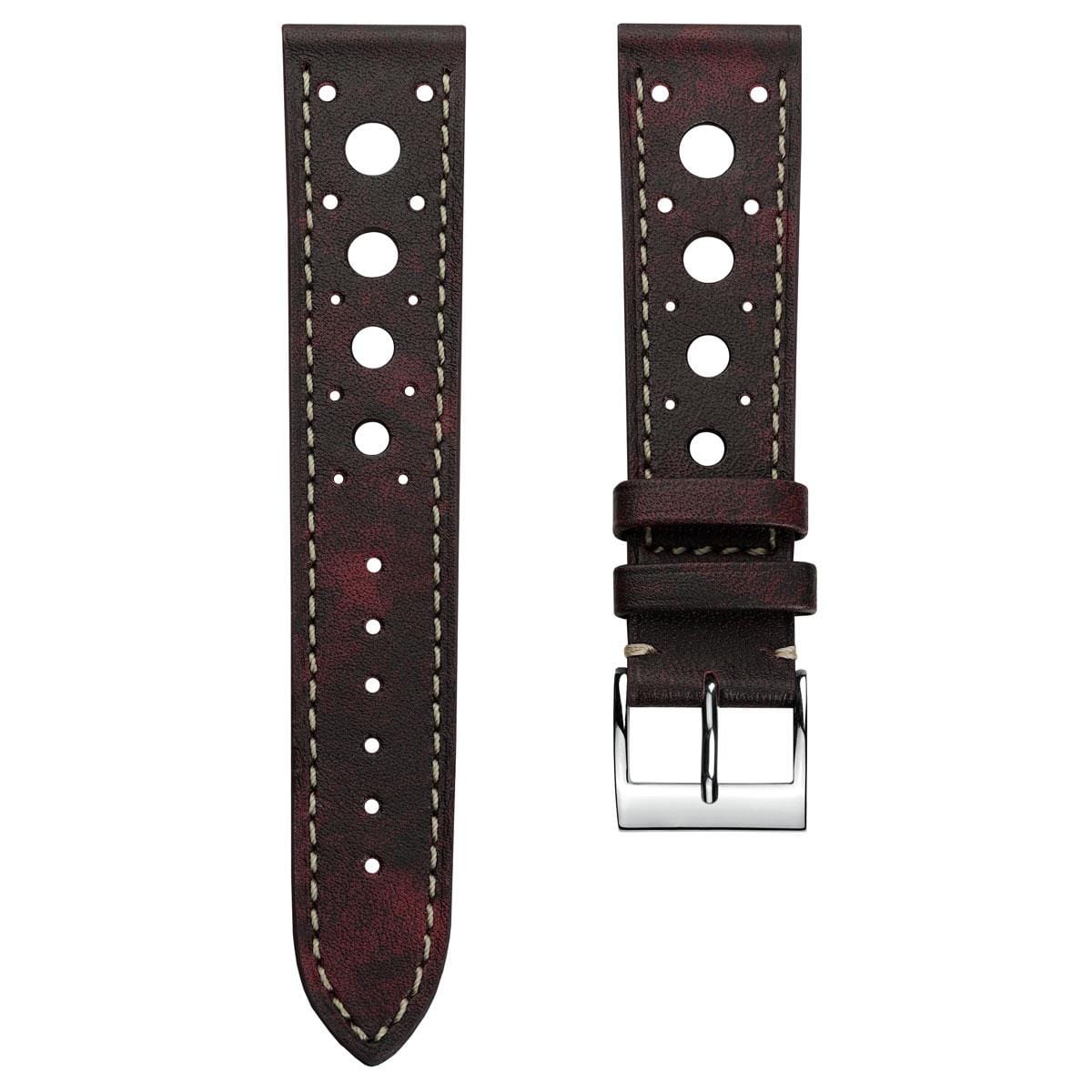Bracelet de Montre en Cuir Patiné Fait Main de Boutsen Racing - Burgundy